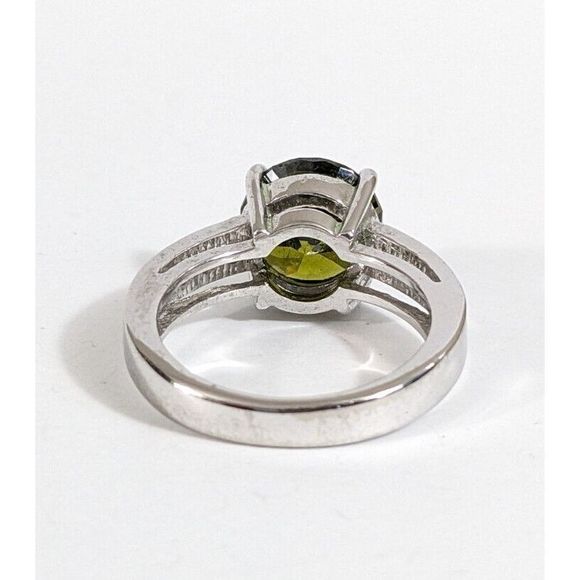 Size 7 - Green Stone 925 Sterling Silver Uncas Signed Cocktail Ring - Picture 4 of 11